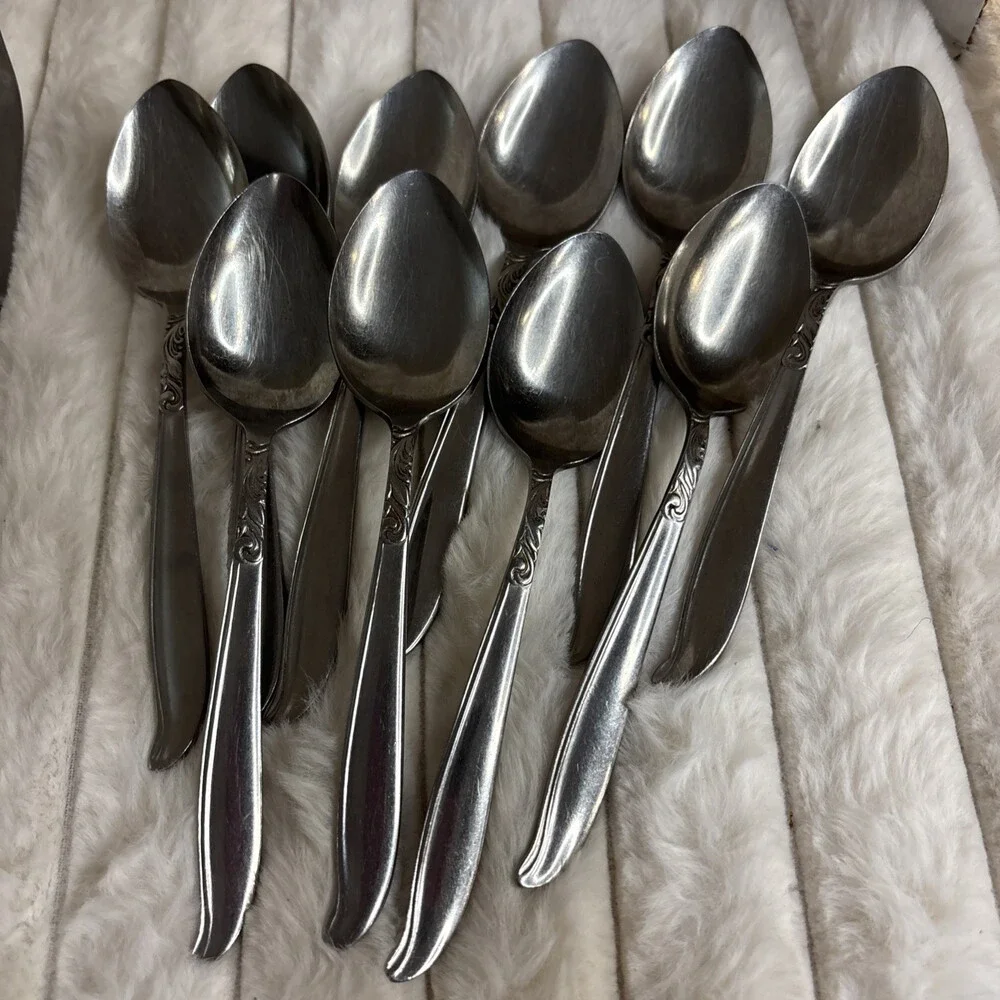 27 Pc Lot Vintage Acsons Stainless Japan Dignity Flatware Set Spreader Forks Et